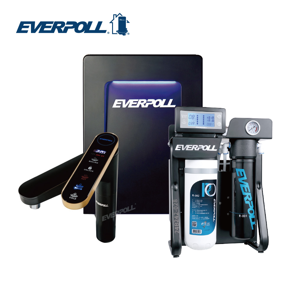 EVERPOLL愛科 可生飲 觸控三溫UV臭氧飲水機 EVB-398+RO逆滲透商用純水系統 RO-900S