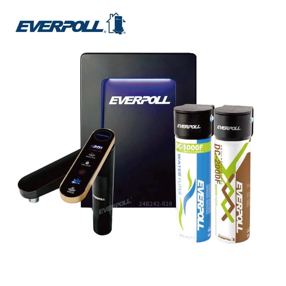 EVERPOLL愛科 可生飲 觸控三溫UV臭氧飲水機 EVB-398+淨水系統 DCP-3000