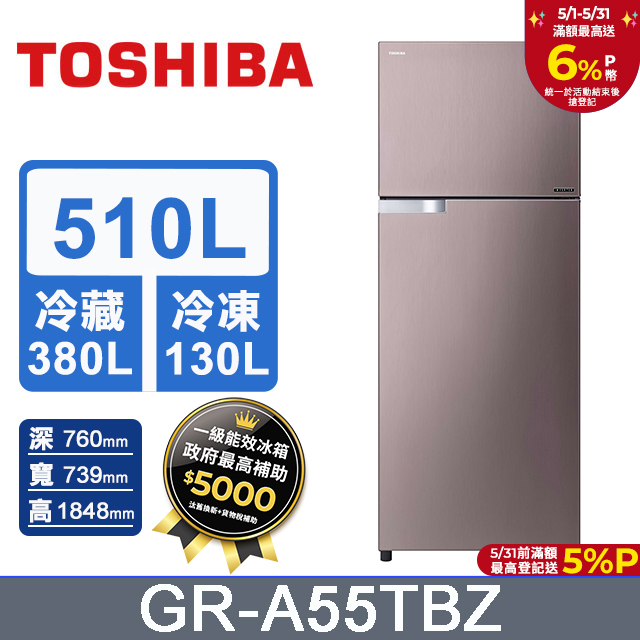 TOSHIBA東芝510公升雙門變頻冰箱GR-A55TBZ(N)(典雅金)