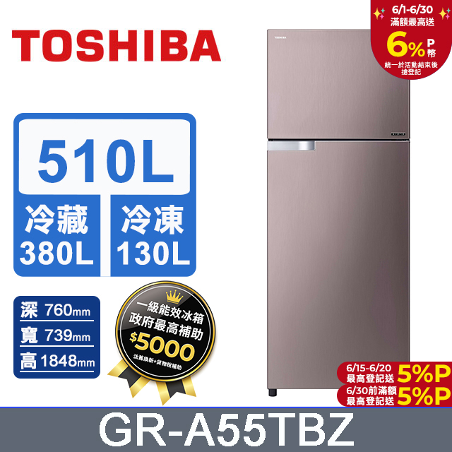 TOSHIBA東芝510公升雙門變頻冰箱GR-A55TBZ(N)(典雅金)