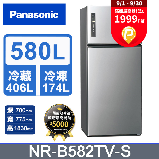 Panasonic國際牌 無邊框鋼板580公升雙門冰箱NR-B582TV-S(晶漾銀)