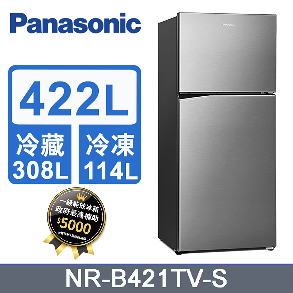Panasonic國際牌422L雙門變頻冰箱 NR-B421TV-S (晶漾銀)