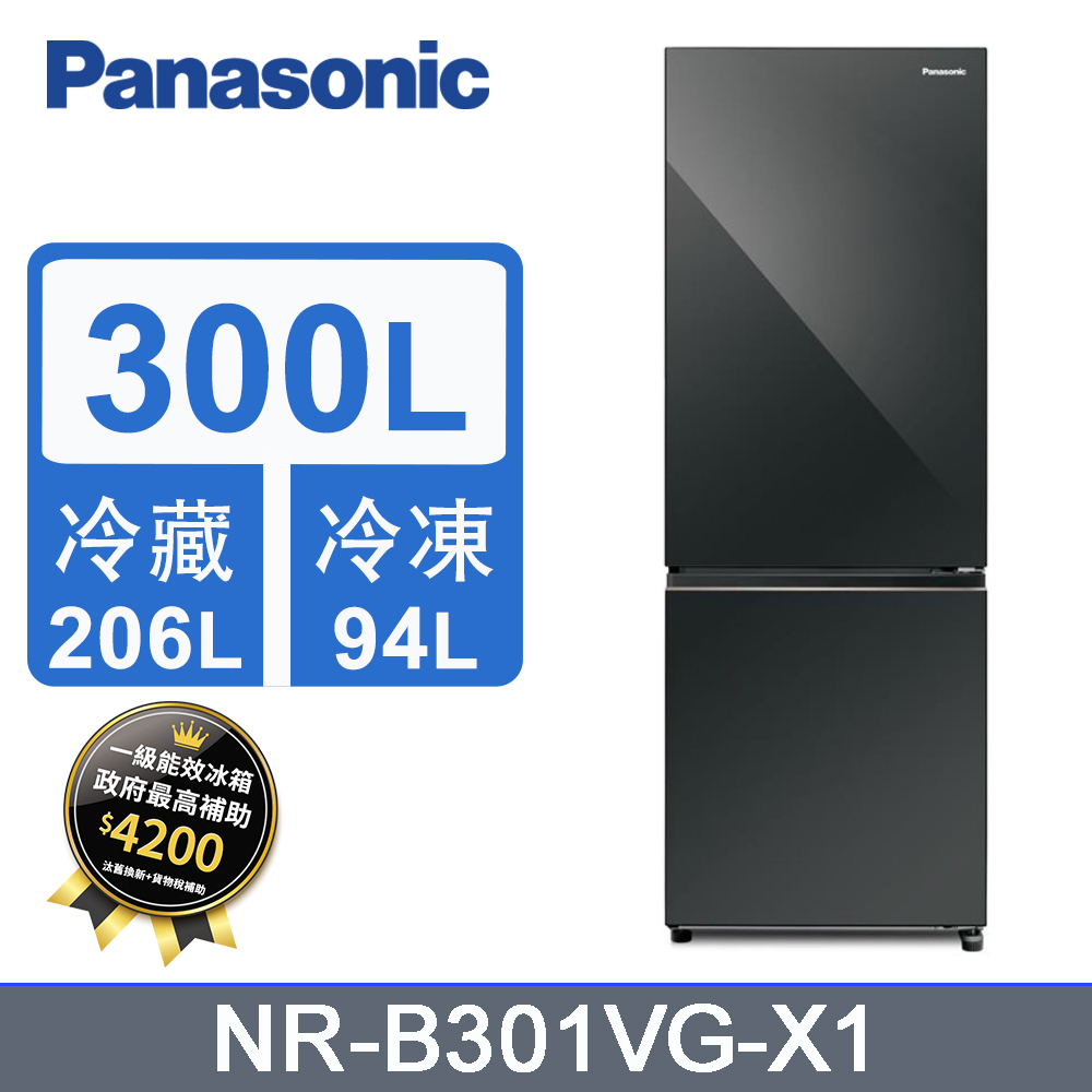 Panasonic國際牌300公升一級能效雙門變頻冰箱 NR-B301VG-X1