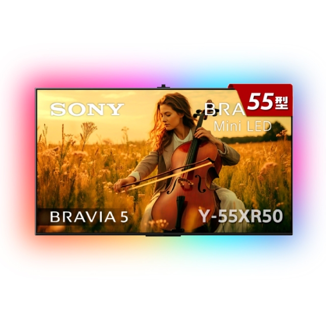 SONY 索尼 BRAVIA 5 55型 XR Mini LED 4K HDR Google TV顯示器 含超薄壁掛架+電視情境燈 (Y-55XR50)