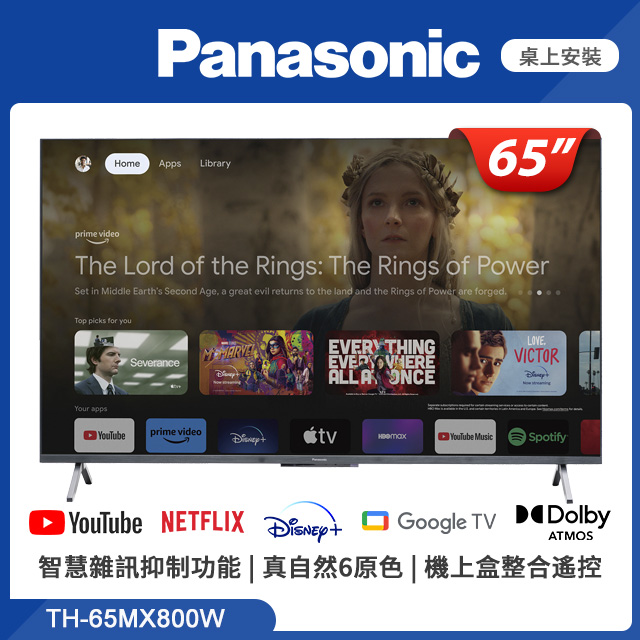 Panasonic國際 65吋 4K HDR Google TV智慧顯示器 TH-65MX800W