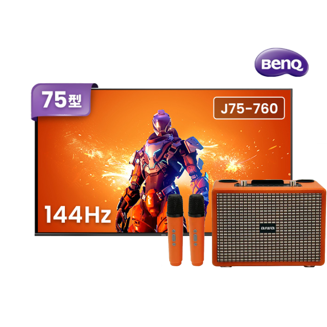 BenQ 明基 75型 量子點144hz遊戲 Google TV 4K QLED連網大型液晶顯示器 含K歌音響(消人聲/無線麥克風) (J75-760)