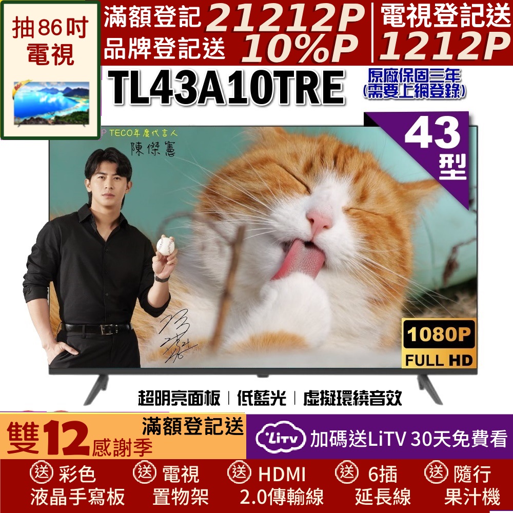 TECO 東元 43型FHD低藍光液晶顯示器(TL43A10TRE)