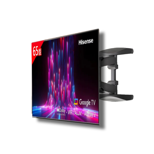 Hisense 海信 65型 4K Google+Apple雙認證 HSR 120Hz 杜比全景聲 AI顯示器 含手臂式可移動伸縮電視壁掛架 (65A6K)