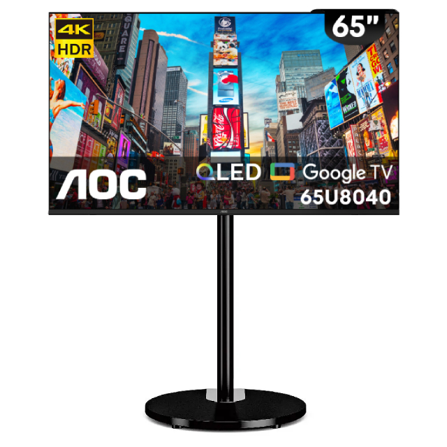 AOC 65型 4K QLED Google TV 雙杜比認證 量子點智慧顯示器(65U8040) 可移動式連網液晶螢幕/閨蜜機