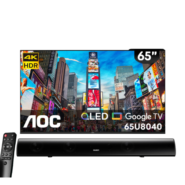 AOC 65型 4K QLED Google TV 雙杜比認證 量子點智慧顯示器 含英國MAJORITY Teton劇院聲霸 (65U8040)