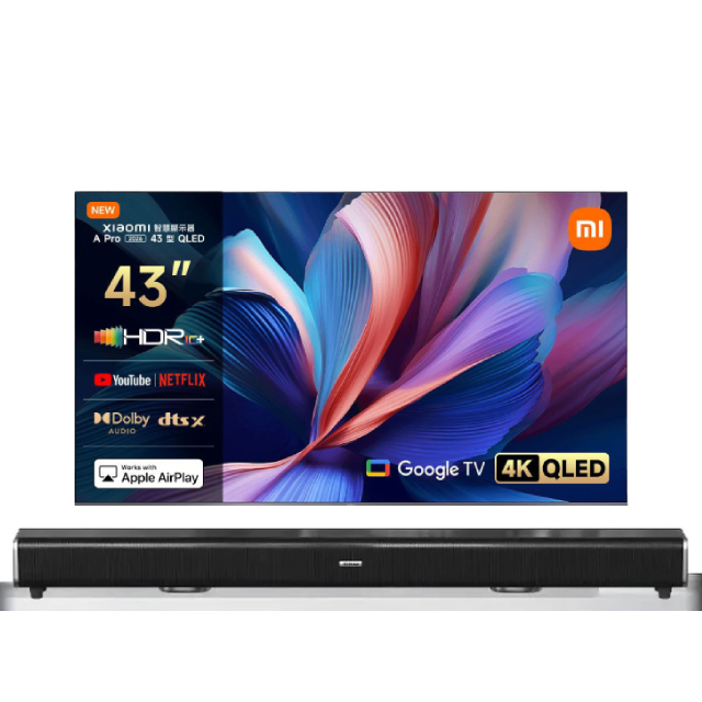 Xiaomi 小米 官方旗艦館 43型 4K QLED Google TV智慧顯示器(A Pro 43 2026)+2.2聲道環繞聲霸