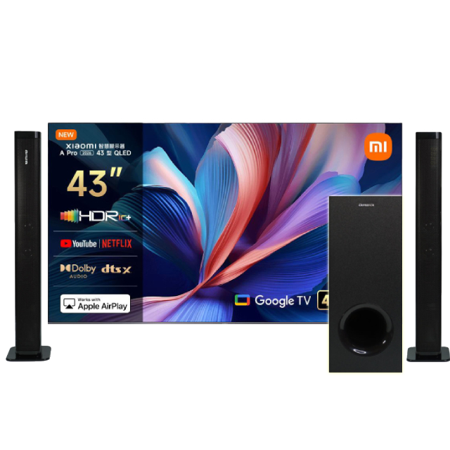 Xiaomi 小米 官方旗艦館 43型 4K QLED Google TV智慧顯示器 含無線重低音劇院聲霸 (A Pro 43 2026)