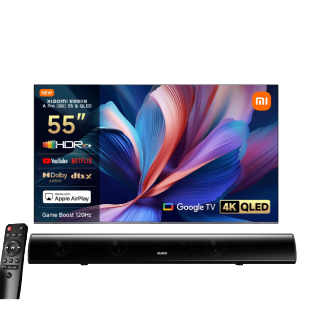 Xiaomi 小米 官方旗艦館 55吋 4K QLED 120Hz 雙杜比智慧聯網顯示器 含MAJORITY Teton劇院聲霸 (A Pro 2026 55型)