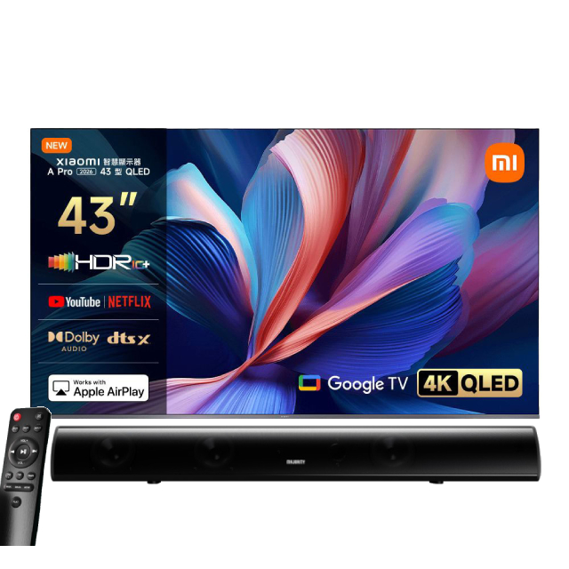 Xiaomi 小米 官方旗艦館 43型 4K QLED Google TV智慧顯示器 含英國MAJORITY Teton劇院聲霸 (A Pro 43 2026)
