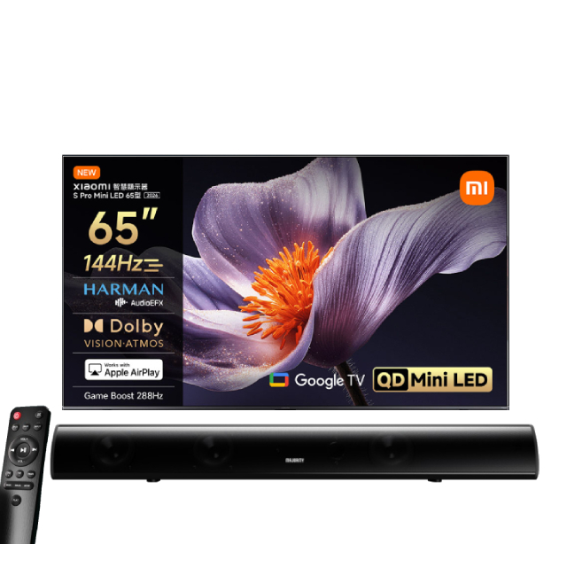 Xiaomi 小米 65型 4K Mini LED288Hz DLG APPLE認證智慧聯網顯示器 含MAJORITY Teton劇院聲霸 (S Pro mini 65)