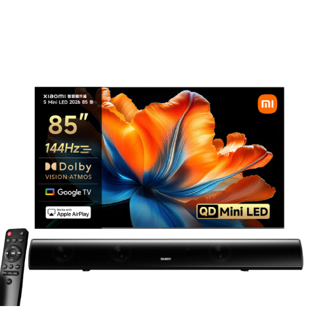 Xiaomi 小米 官方旗艦店 85型4K Mini LED 288Hz DLG智慧聯網顯示器 含英國MAJORITY Teton劇院聲霸 (S Mini 85 2026)
