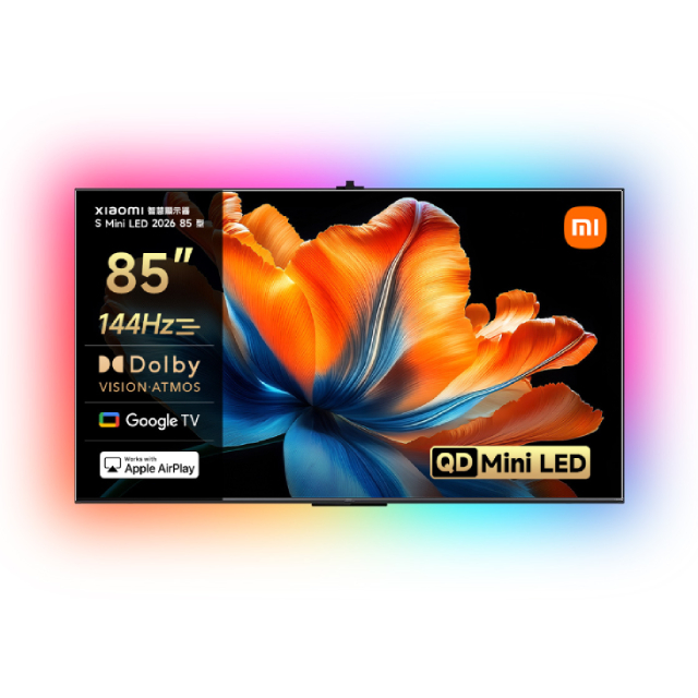 Xiaomi 小米 官方旗艦店 85型4K Mini LED 288Hz DLG智慧聯網顯示器 含超薄壁掛架+電視情境燈 (S Mini 85 2026)