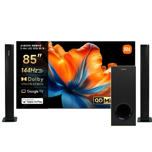 Xiaomi 小米 官方旗艦店 85型4K Mini LED 288Hz DLG智慧聯網顯示器 含無線重低音劇院聲霸 (S Mini 85 2026)