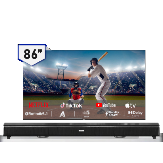 Hikers 86吋 4K QLED Google TV 量子點智慧語音極窄邊框顯示器 H86QZ1G+2.2聲道環繞聲霸