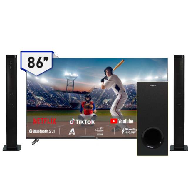 Hikers 86吋 4K QLED Google TV 量子點智慧語音極窄邊框顯示器 含無線重低音劇院聲霸 H86QZ1G