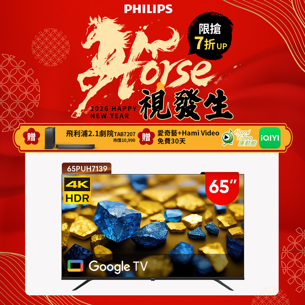 PHILIPS 飛利浦 65型4K Google TV 智慧顯示器 65PUH7139 (含安裝)