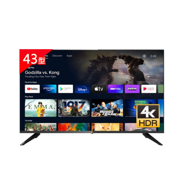 JVC 43吋Google認證4K HDR連網液晶顯示器(43M4K)