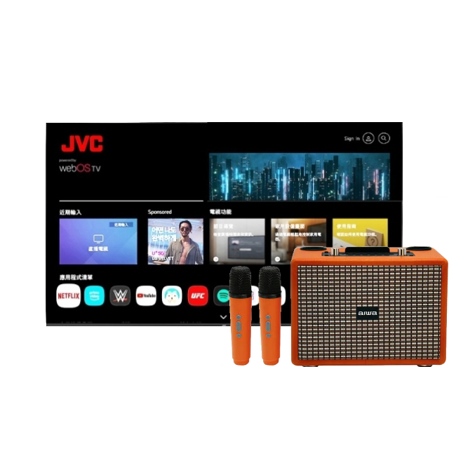 JVC 70吋 Apple認證4K HDR 飛輪體感連網液晶顯示器 含K歌音響(消人聲/無線麥克風) 70TG2