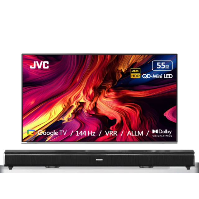 JVC 5吋原生144Hz MiniLed+百分區控光+Google認證4K液晶顯示器(55XM)