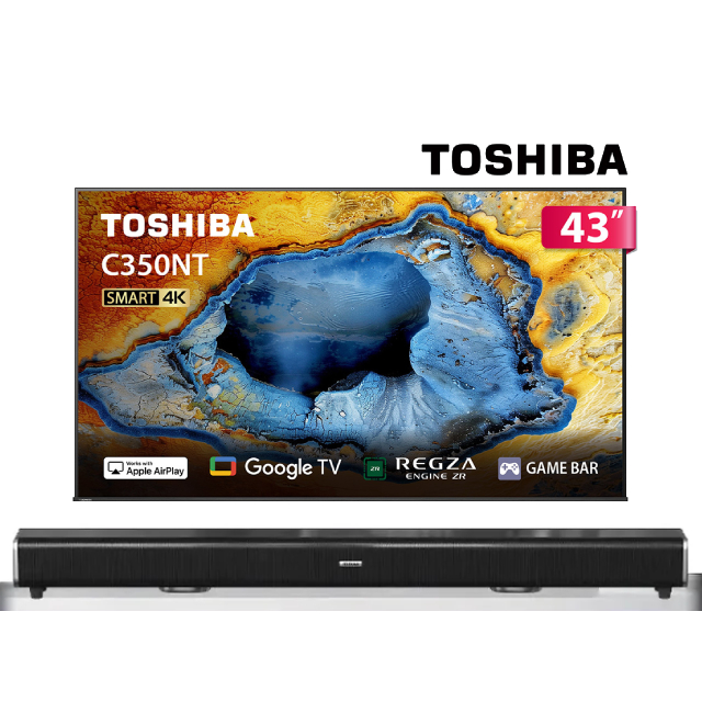 TOSHIBA 東芝 REGZA 43型4K Google TV液晶顯示器(43C350NT)+2.2聲道全音域環繞聲霸 劇院影音級