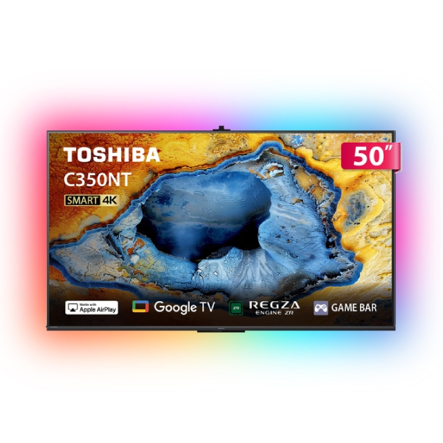 TOSHIBA 東芝 REGZA 50型4K Google TV液晶顯示器 含超薄壁掛架+電視情境燈 (50C350NT)