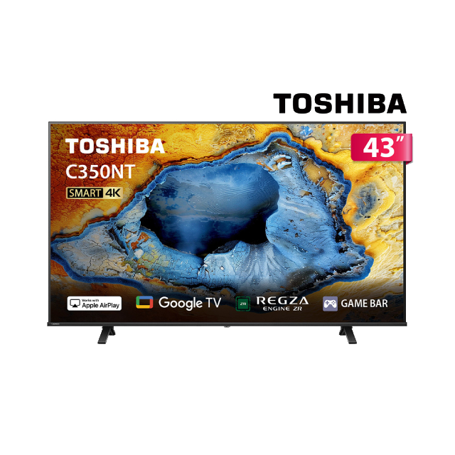 TOSHIBA 東芝 REGZA 43型4K Google TV液晶顯示器 含護眼螢幕掛燈 43C350NT