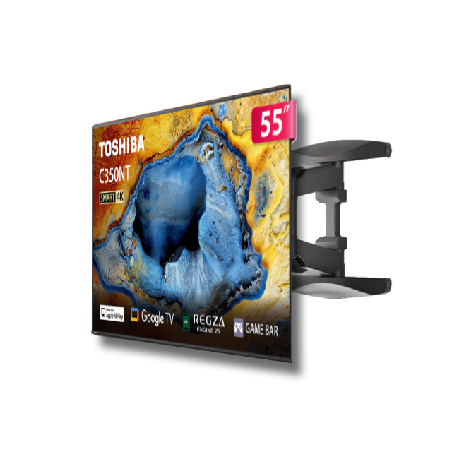TOSHIBA 東芝 REGZA 55型4K APPLE認證  Google TV液晶顯示器 含手臂式可移動伸縮電視壁掛架 55C350NT