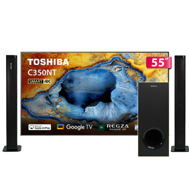 TOSHIBA 東芝 REGZA 55型4K APPLE認證 Google TV液晶顯示器 含無線重低音劇院聲霸 55C350NT