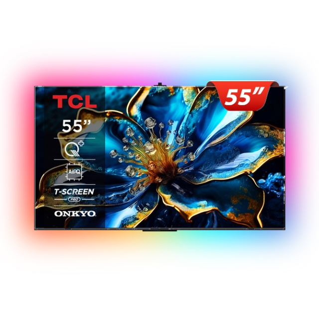 TCL 55吋 QLED DLG120Hz Google TV 量子智能連網液晶顯示器 含超薄壁掛架+電視情境燈 (55C69B)