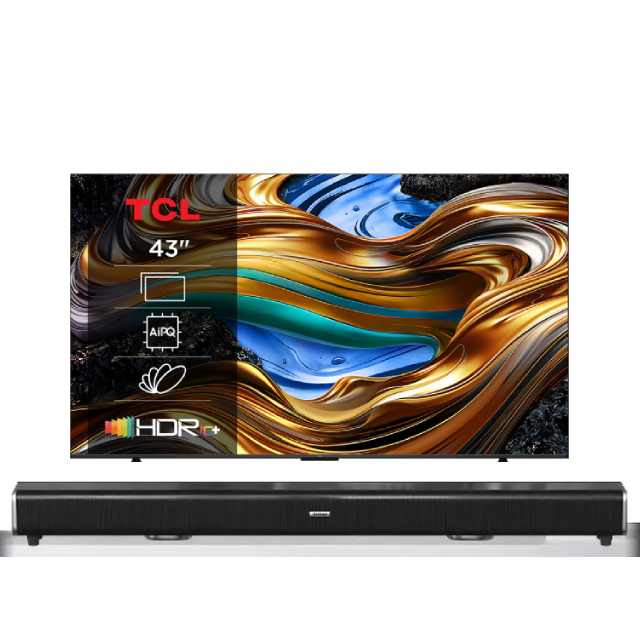 TCL 43吋 4K Google TV 低藍光全方位護眼智慧連網液晶顯示器 (43P755)+2.2聲道全音域環繞聲霸