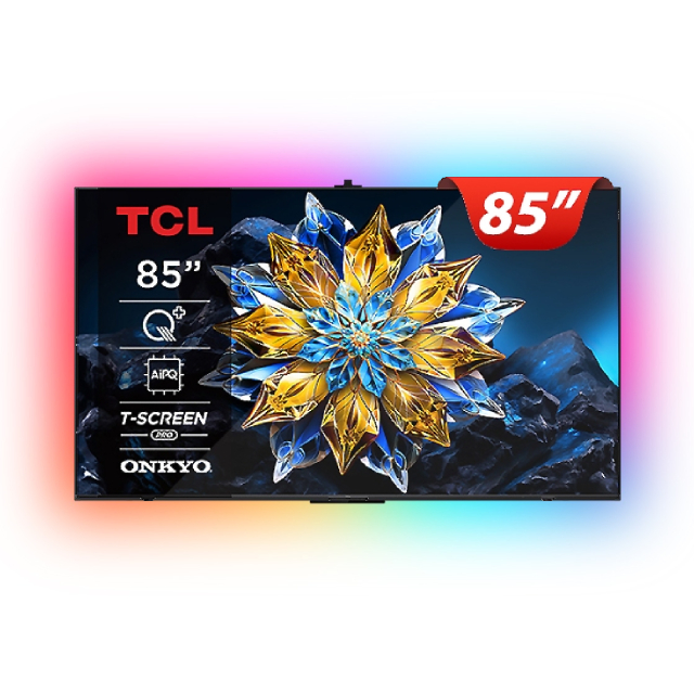 TCL 85吋PRO QLED 4K 120Hz Google TV 量子智能連網液晶顯示器 含超薄壁掛架+電視情境燈 (85C655 PRO)