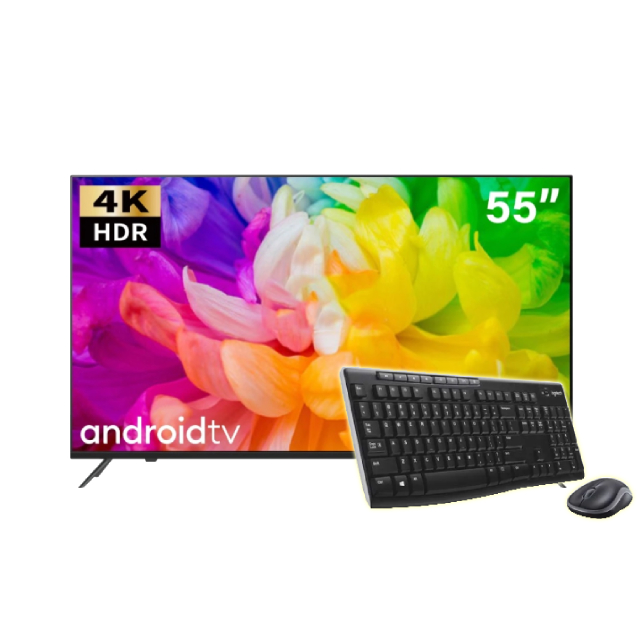 SANSUI 山水 55吋 Google認證 4K HDR雙杜比智慧聯網液晶電腦顯示器 含羅技無線鍵盤滑鼠組 (SU55GT98)