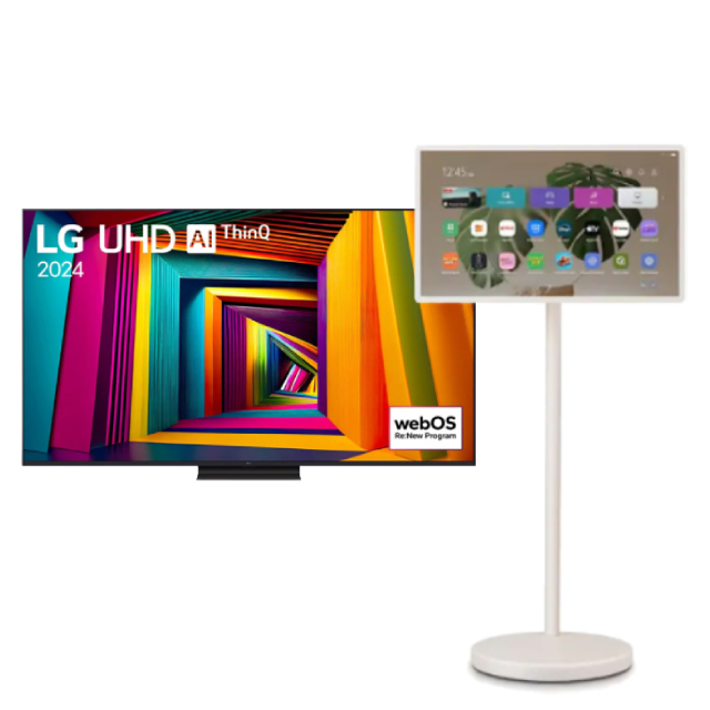 LG 樂金 合購優惠 75型 91系列 AI 4K 智慧顯示器 + 27 吋 StanbyME 2 便攜式觸控螢幕 (75UT9150PTA +27LX6TDGA)