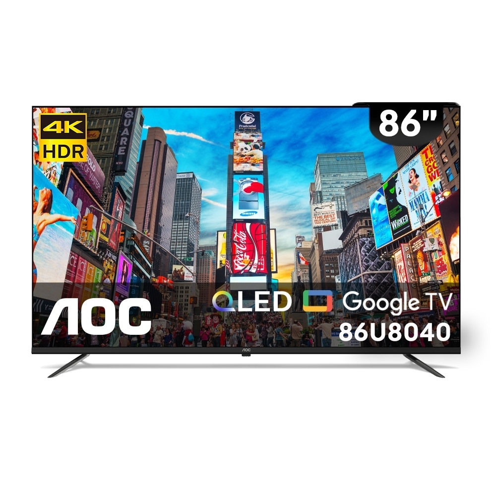 AOC 美國86吋4K QLED連網Google TV連網智慧顯示器 (無安裝) 【86U8040】