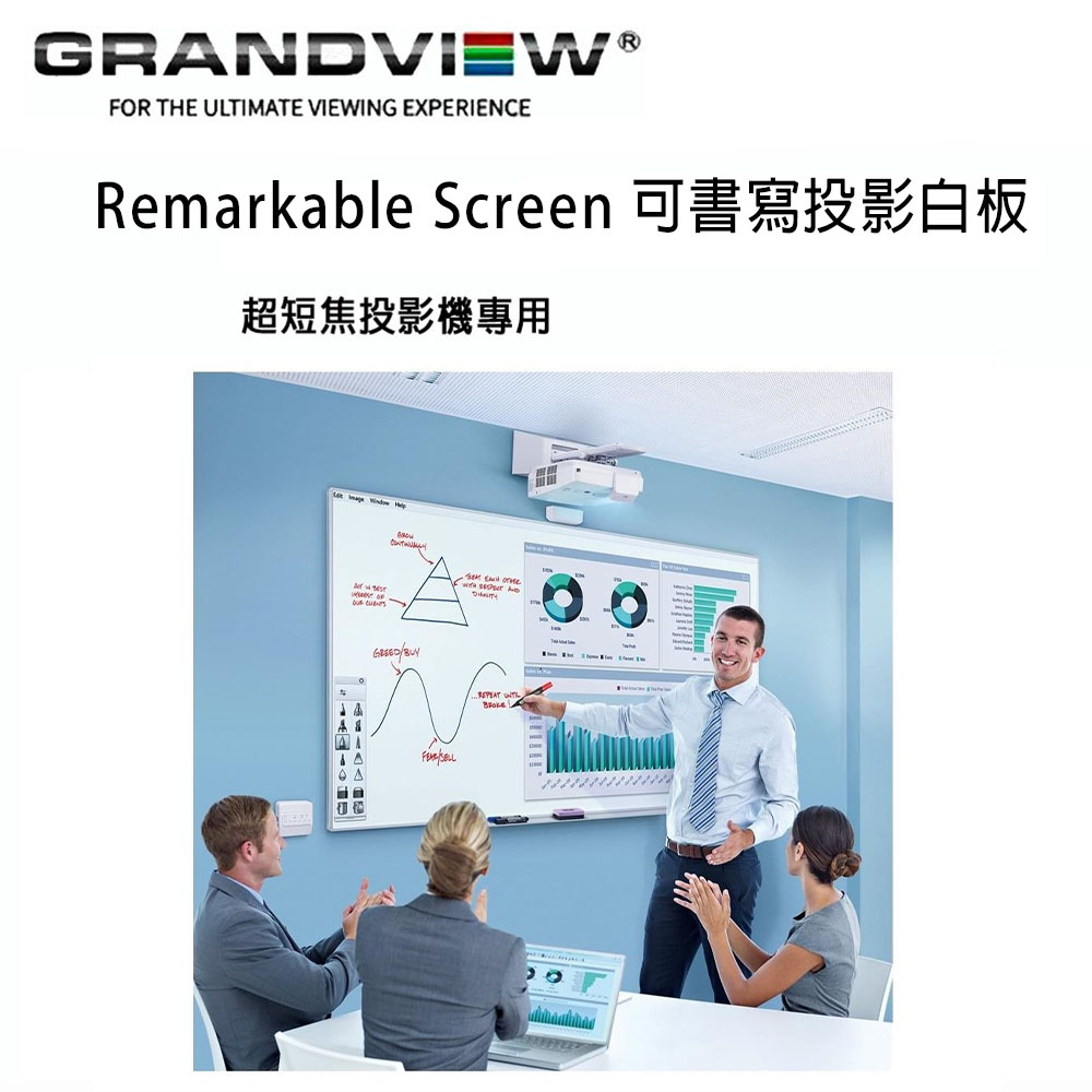 Grandview Remarkable Screen 可書寫投影白板 88吋2:1 公司貨