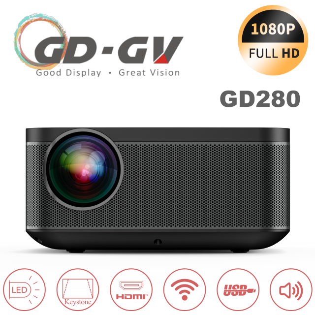 GD · GV 無線微型1080FHD投影機GD280(爵灰黑)