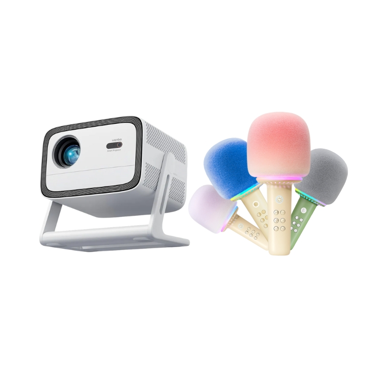 Wanbo 萬播 VALI 1 雲台投影機 +MUZEN貓王 棒棒糖 X1 一體K歌無線麥克風