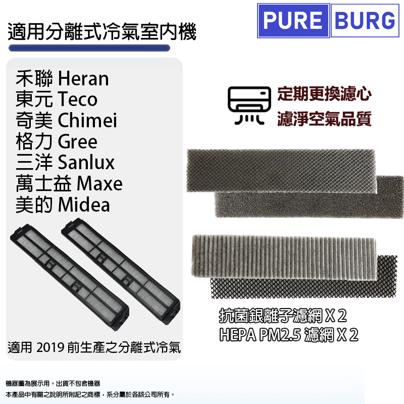 4入組HEPA+銀離子濾網適用於各大品牌舊款分離式冷氣空調室內機 東元/禾聯/奇美/格力/三洋