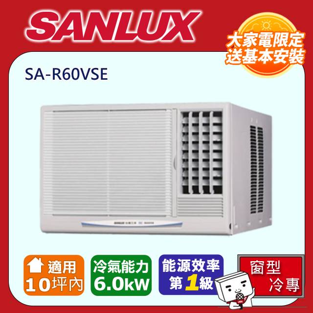 【SANLUX 臺灣三洋】【福利品】《冷專型-右吹》變頻窗型空調SA-R60VSE