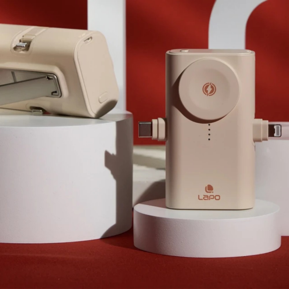 LAPO WT-12CL 5000mAh 快充口袋行動電源｜18Wh 便攜折收 磁吸Apple Watch-那堤色