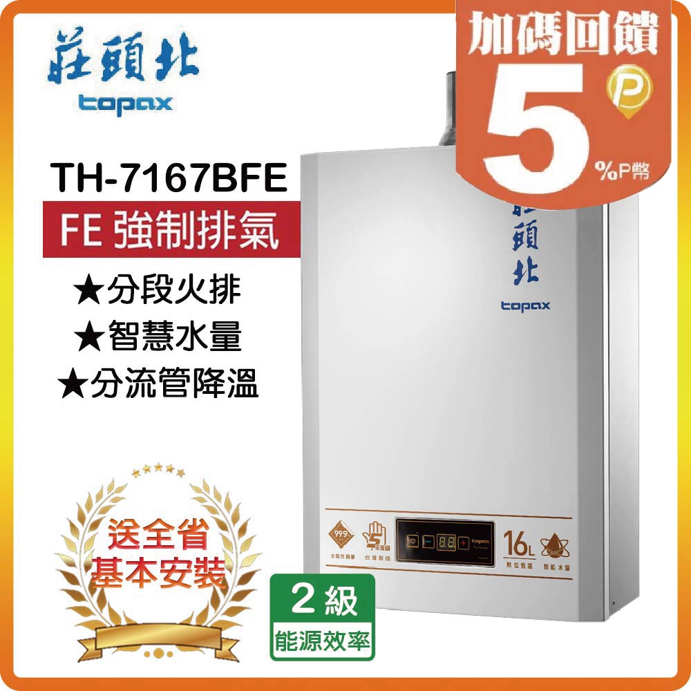 【莊頭北TOPAX】16L智慧水量數位恆溫型TH-7167BFE(NG1/FE式)