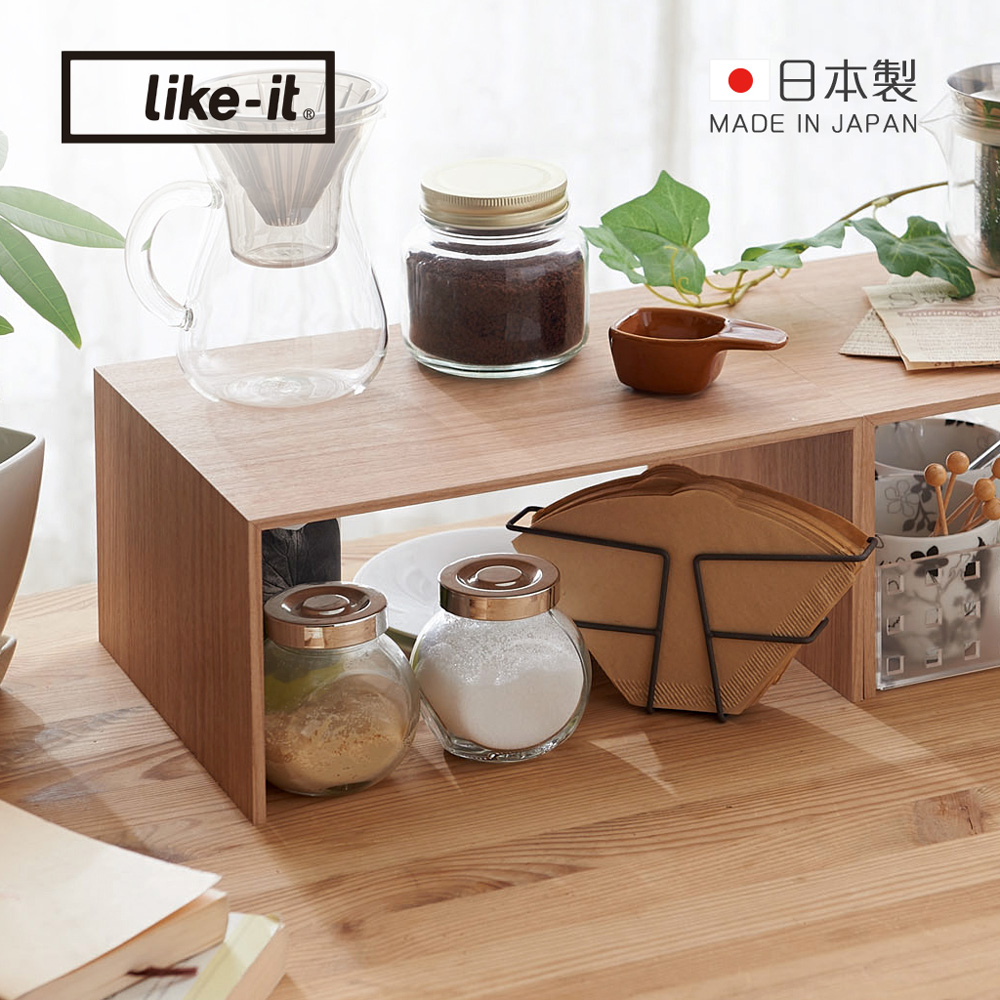 【日本like-it】日製橫向桌上型木質收納架(寬型)-多色可選