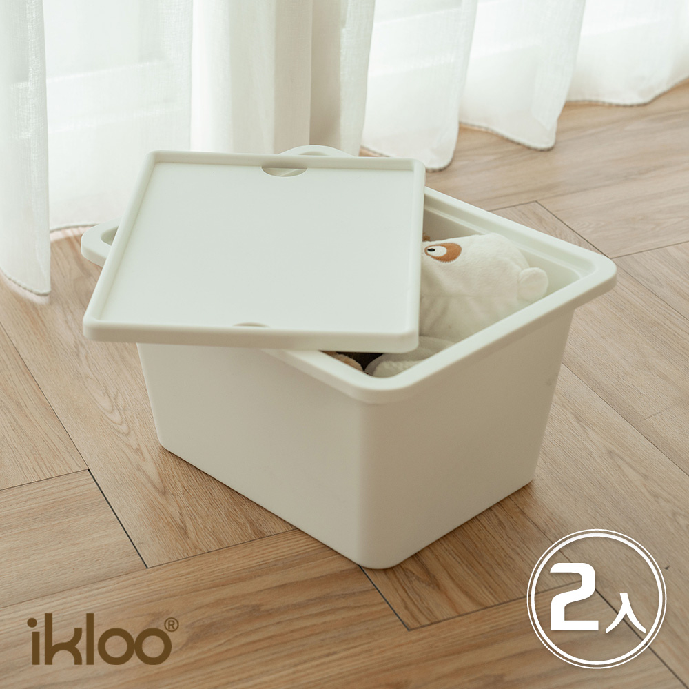 【ikloo】無印風收納盒20L (2入附蓋)