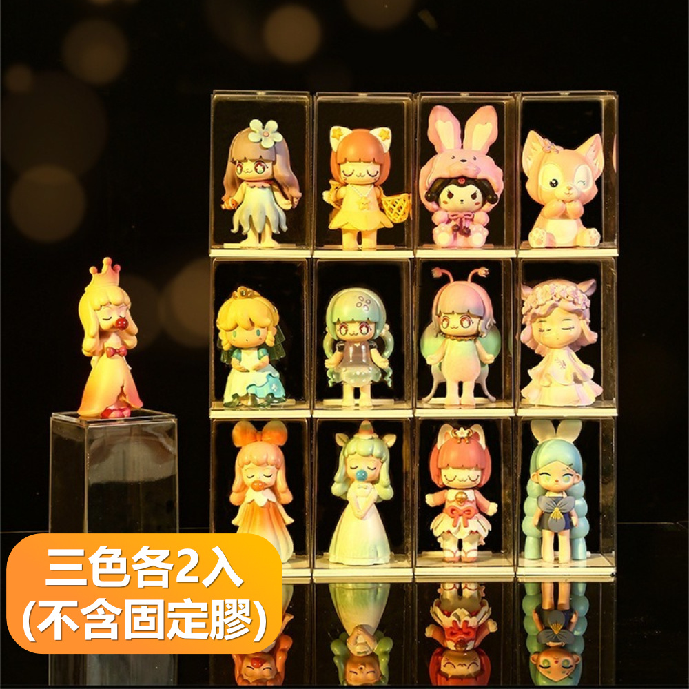 【晴安居】PET透明可疊加公仔收納盒 防塵防倒收藏展示盒娃娃收藏牆-6入組
