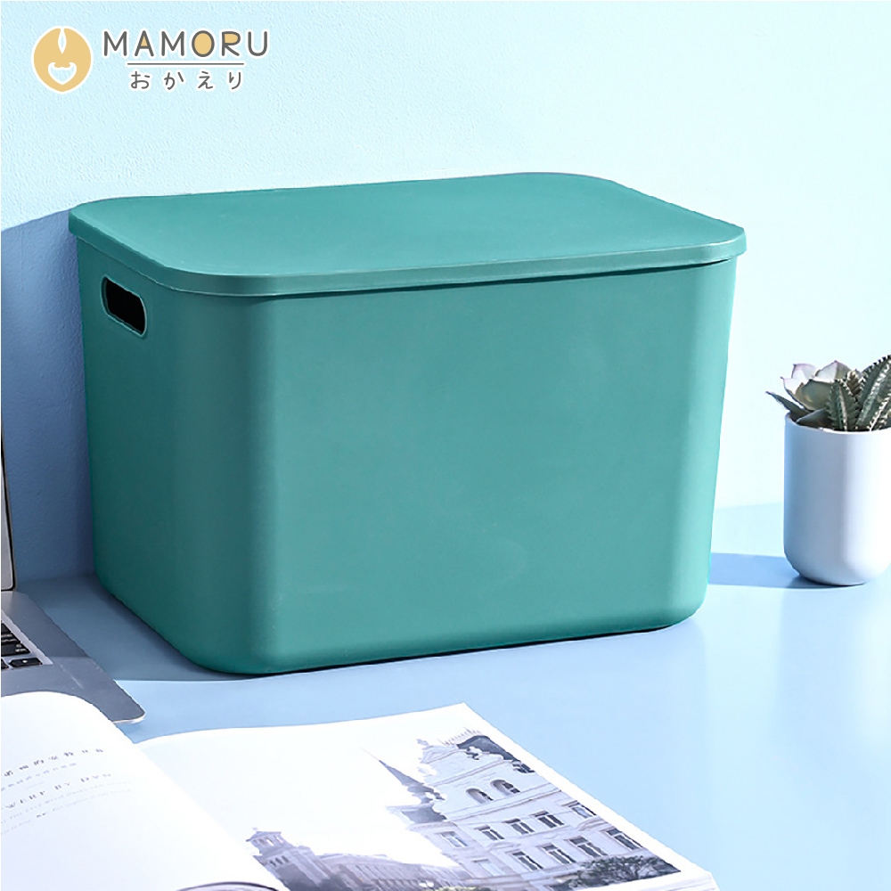 【MAMORU】撞色帶蓋收納盒-24L加高款-3入組 (收納盒 居家用品 置物盒 儲物盒 整理盒)